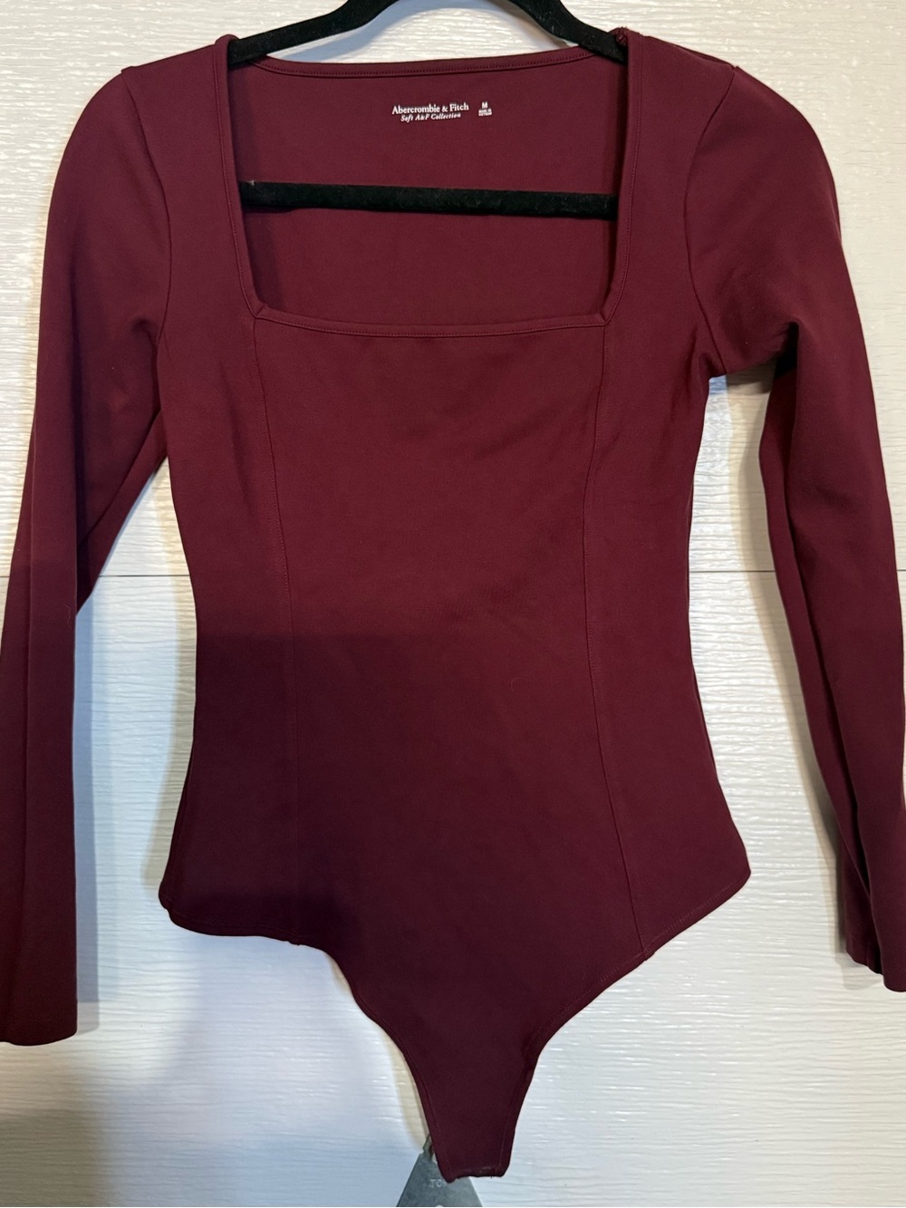 ABERCROMBIE AND FITCH SQUARE NECK LONG SLEEVE BODYSUIT MEDIUM - Picture 2 of 4